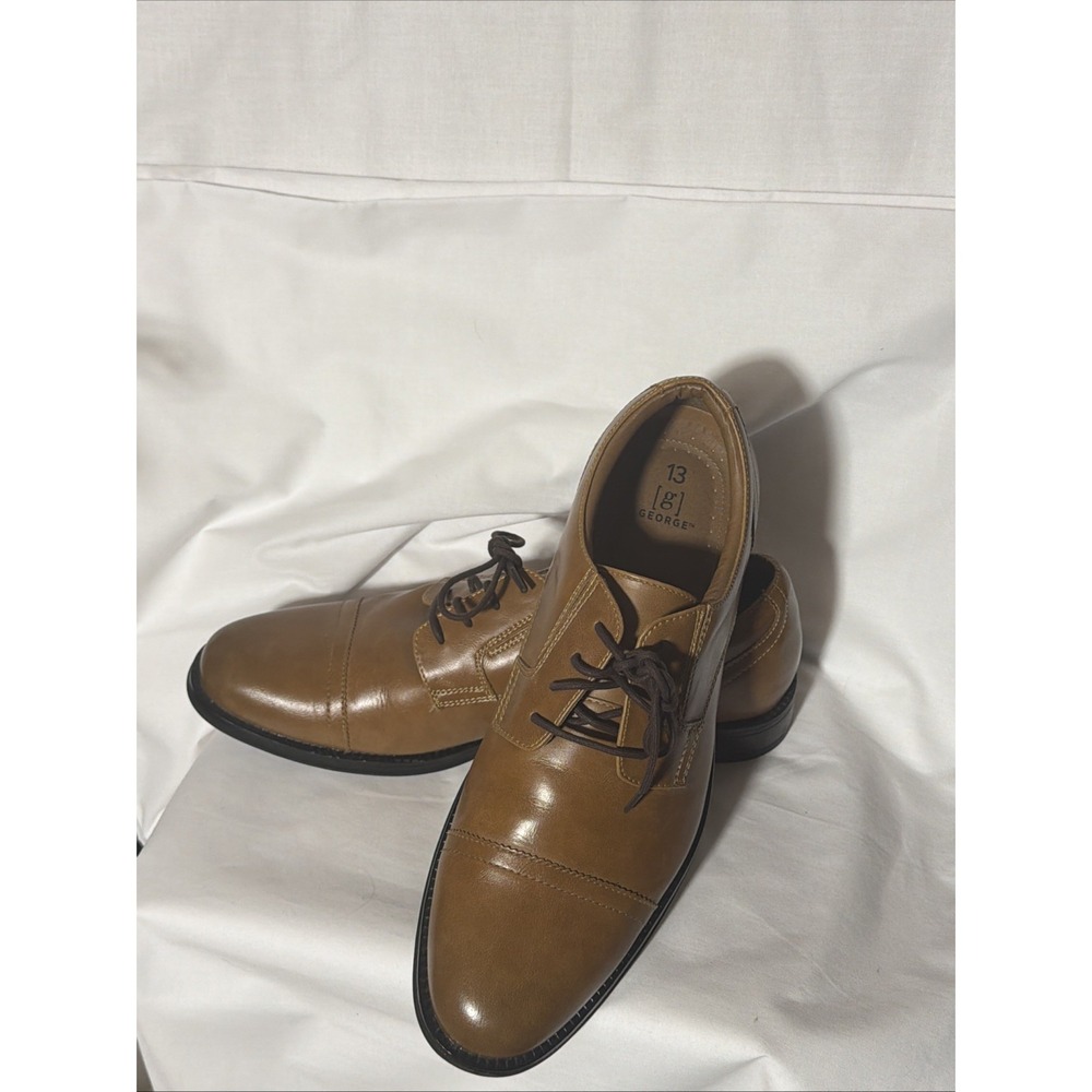 GEORGE MENS BROWN LACE UP DRESS SHOES SIZE 13‎ OXFORD FORMAL CASUAL STYLISH NEW